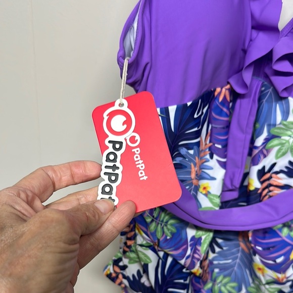 PatPat Purple One Piece Swimwear with Ruffled Straps - Picture 2 of 14